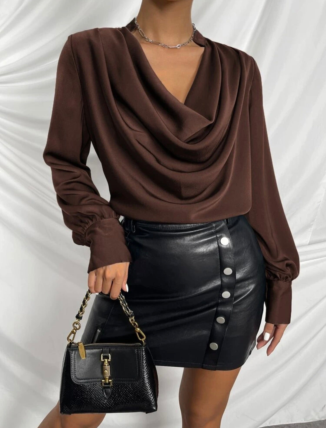Chocolate Brown Collar blouse