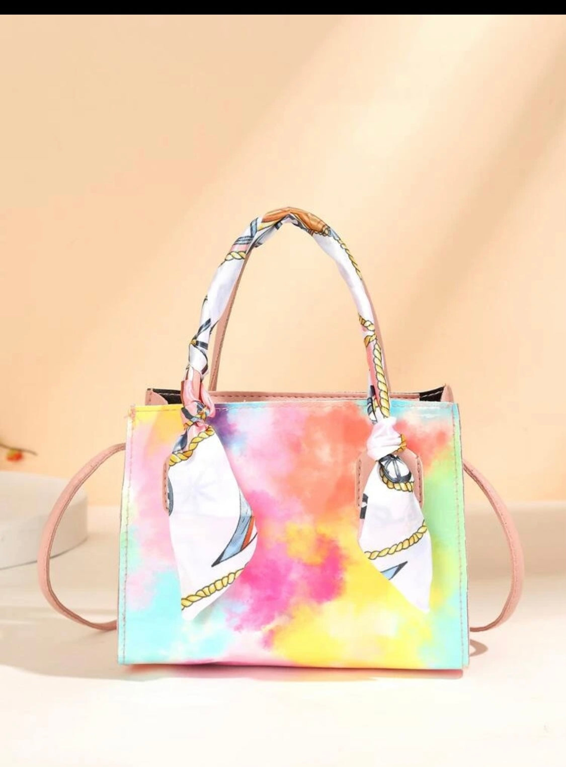 Tie Dye Scarf Decor Satchel Bag