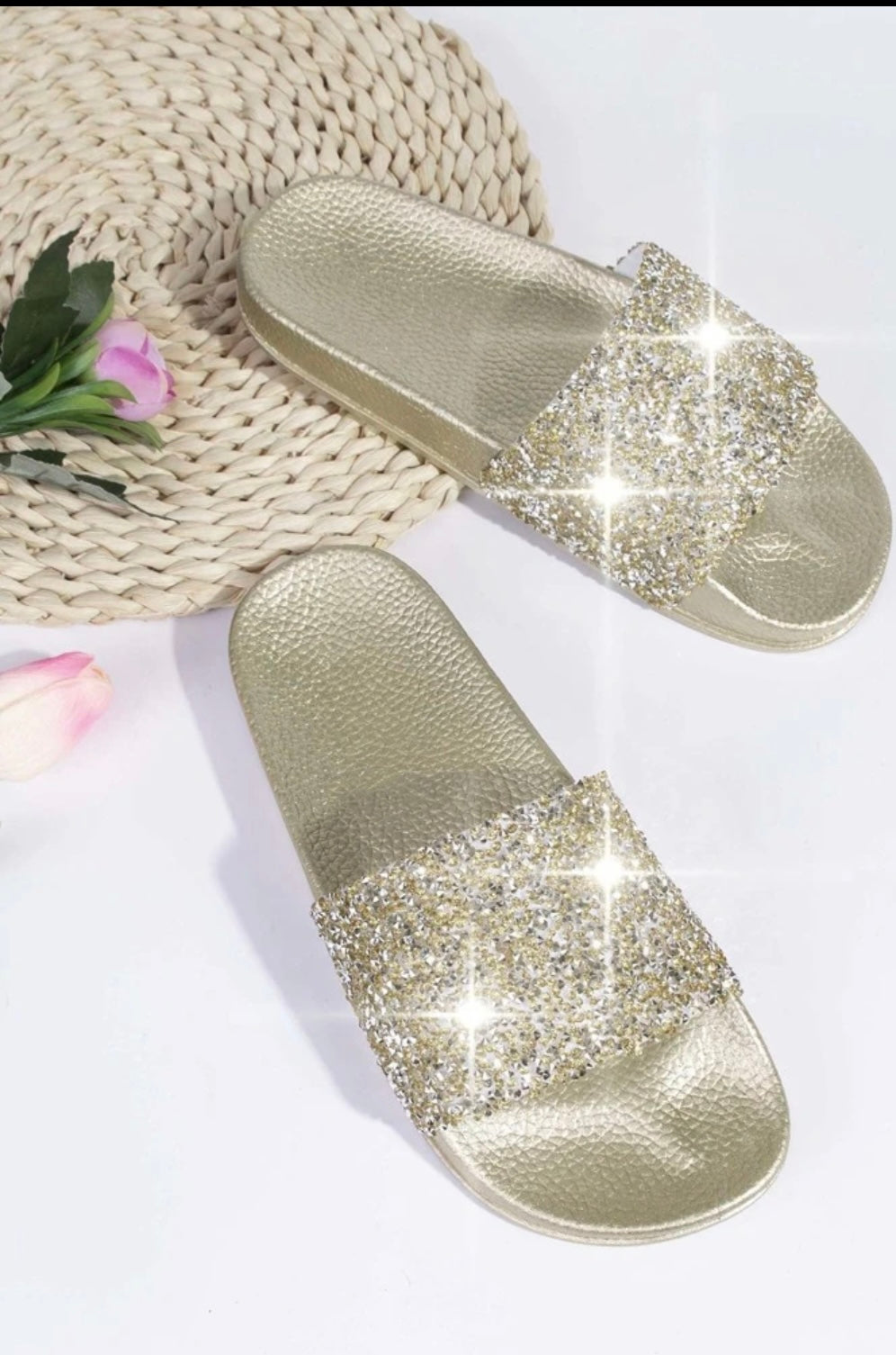 Metallic Rhinestone Slides