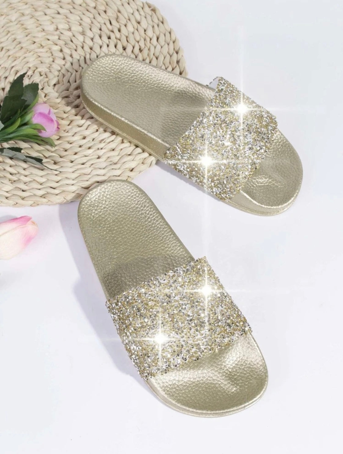 Metallic Rhinestone Slides