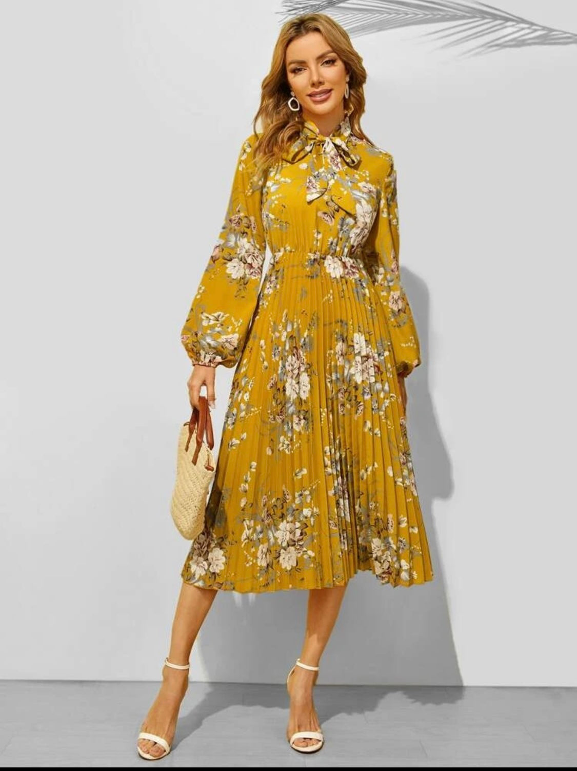 Lantern Sleeve Floral Dress