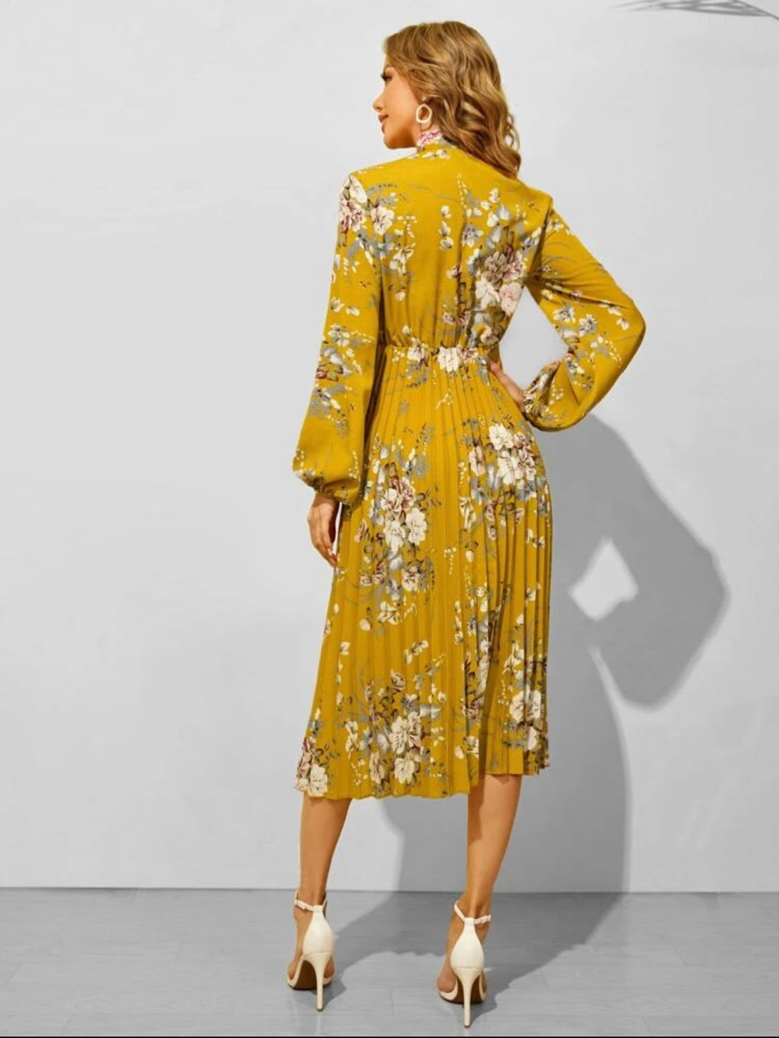 Lantern Sleeve Floral Dress