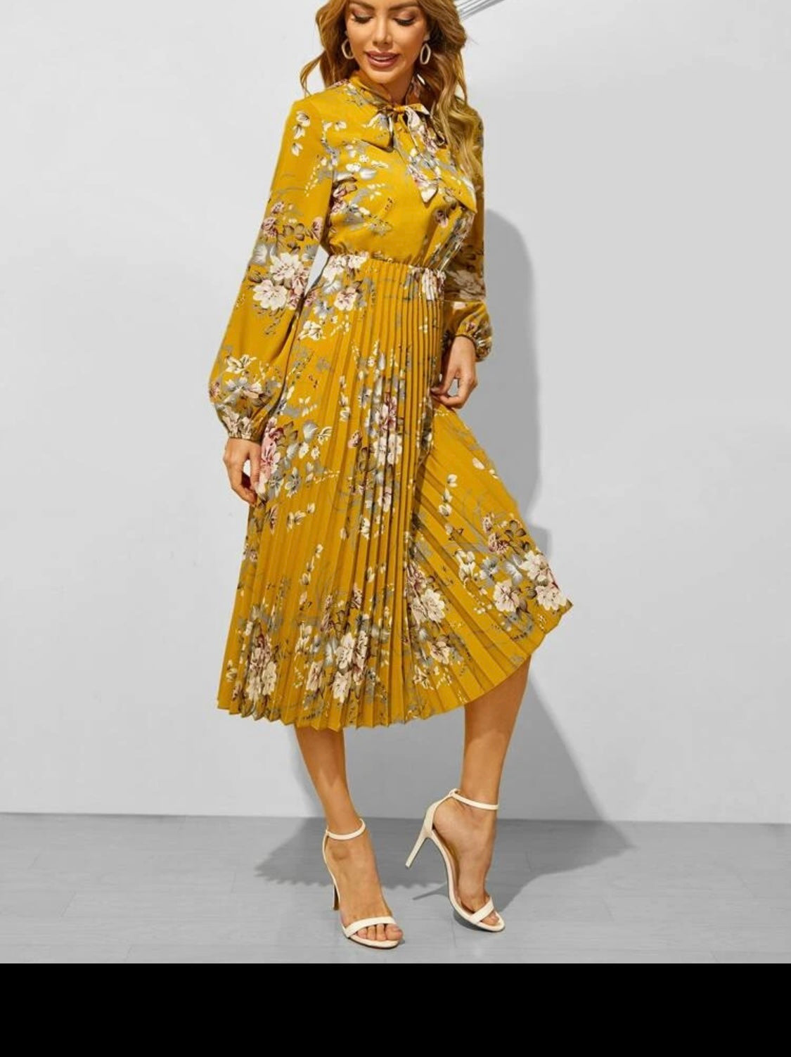 Lantern Sleeve Floral Dress