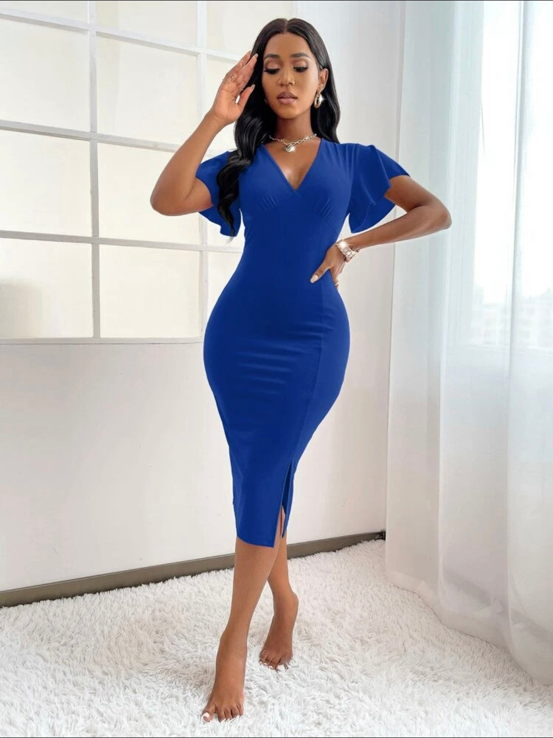 SXY Plunging Neck Bodycon Dress